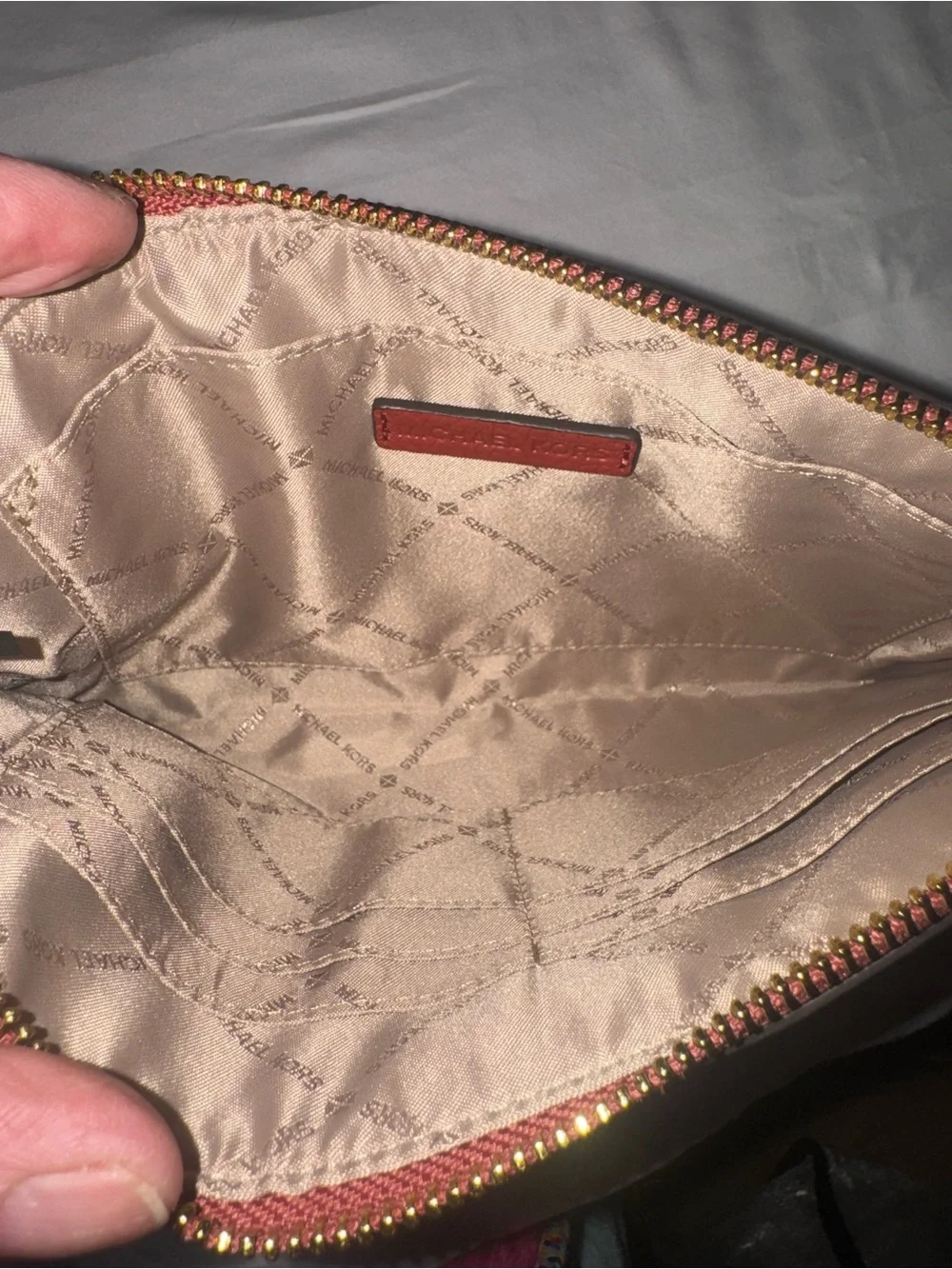 Michael Kors Red Pebbled Leather Jet Set Large Wristlet Clutch - NWOT
